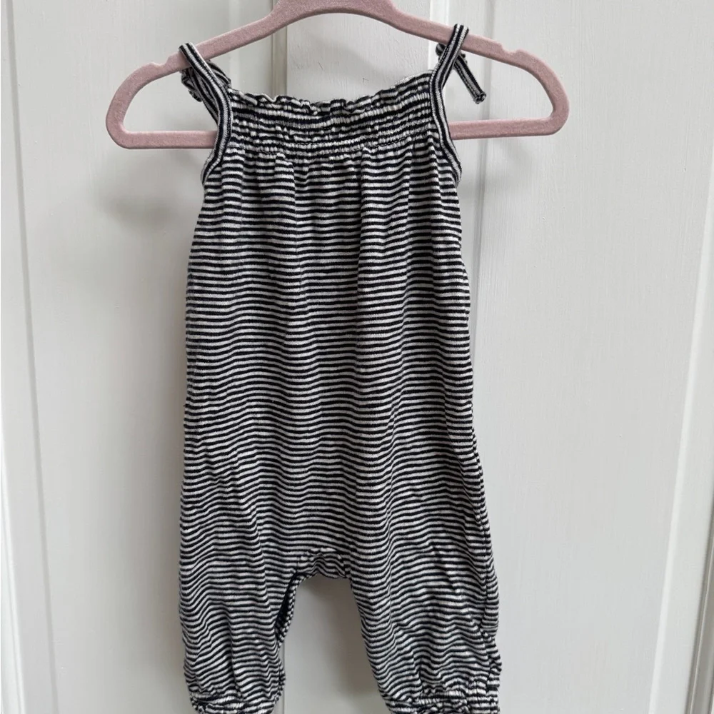 Baby GAP 0-3M Girls Black and White Stripe Camisole Sleeveless Jumpsuit